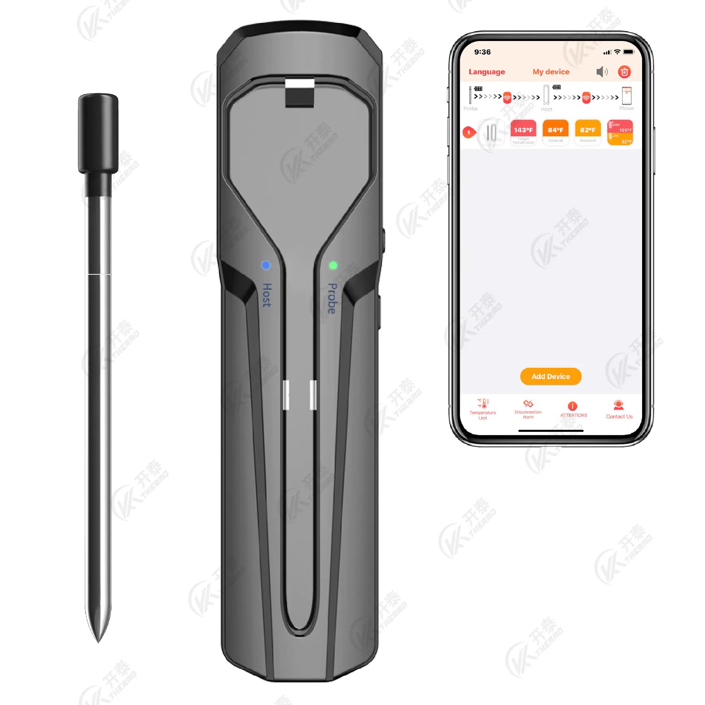 Wireless BBQ Meat Thermometer with Bluetooth for Cooking